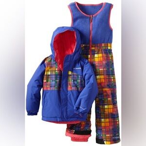 columbia kids snow slush reversible matching set 4T ski purple multicolor plaid